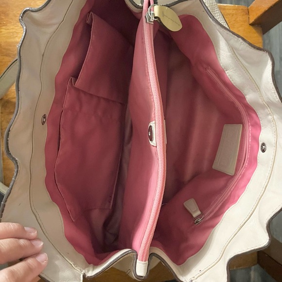 COACH Penelope Cream Off White Handbag Satchel Tote Shoulder Bag Silver Hardware - Picture 9 of 12